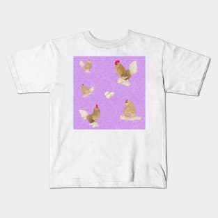 Golden Neck Belgian D'Uccle Pattern Purple Kids T-Shirt